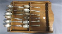 12 Collector Spoons with Wooden Hanger