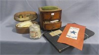 Old COuntry Sewing Box w/ accessories/Chess Set