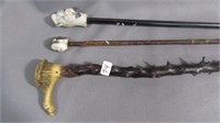 3 Early Walking Stick/Cane as shown