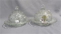 2 EAPG Bouquet Butter Dishes