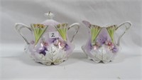 RS Prussia Floral Creamer /Sugar w Roses