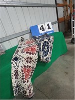 2 BED COVERLETS -RED BLUE WHITE, WHITE