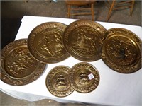 6 Decorative  Brass Plate Deal (England)