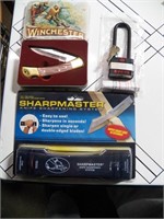 Winchester Knife , Padlock, Sharpening System Lot