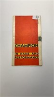 Champion booklet, fold out