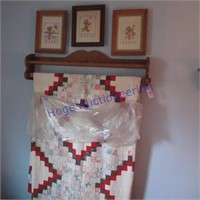 Quilt & 3 hanging pictures- shelf not included