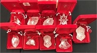 Nine Waterford Crystal Christmas Ornaments
