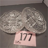 2 CUT GLASS SMALL SERVING DISHES 6 "