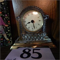 CRYSTAL AND BRASS DESK CLOCK 5"