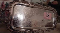 FOOTED SILVER SERVING TRAY 24.5"X11"