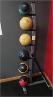 Medicine Balls w/Rack--(3)-2 lb., 8 lb., 10 lb.