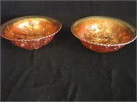2 Large Rose Motif Carnival Serving Bowls