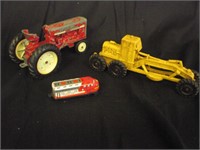 Vintage toy lot, Litho Japan train,tractor,grader