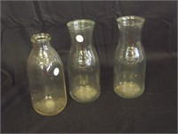 Set of 3 Various Milk or Cream Bottles