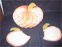 3 Fall Paper Pumpkins Collapsable OPEN Well