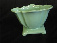 Teal Pottery Fan Vase