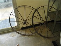 Antique Set Cast Iron Tractor Wheels 35"