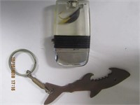 Vtg. Floater Lighter & Shark Key Chain  Bottle