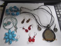 2 Necklaces, 1 Bracelet & 5 Pr. of Earrings