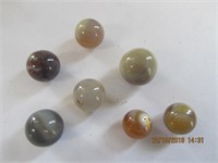 7 Agate Marbles & Shooter