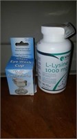 Eye wash cup and bottle of Lysine 1000mg