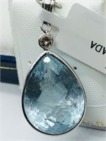 $3600 14K Aquamarine  Diamond Pendant