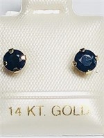 $200. 14KT Gold Sapphire(1.20ct) Earrings
