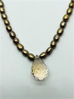 $120 S/Sil Ametrine FW Pearl Necklace