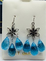 $1800 14K Blue Topaz Earrings