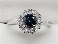 $5100 10K Blue Diamond  White Diamond Ring