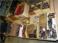 Table of Antique radio parts