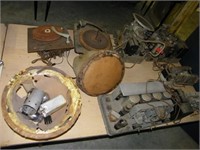 10 Pc antique radio, record player, speakers parts