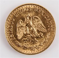 Coin 1945 Mexican 2 Peso Gold BU