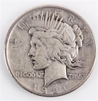 Coin 1921 Peace Silver Dollar in Fine Key Date!