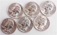 Coin 5 Washington Quarters 1947-D B. Unc.