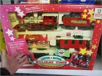 "holiday time" Christmas train set in box