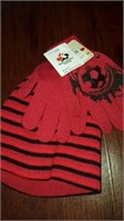 Kid's red stripe toque and glove set. Reg $14