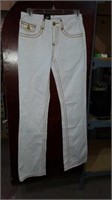 Ladies white jeans by Pudding Jeans. Straight
