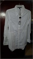 Ladies white button down blouse. Tunic style.