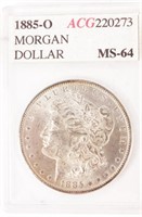 Coin 1885-O  Morgan Silver Dollar ACG  MS64