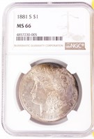 Coin 1881-S Morgan Silver Dollar NGC MS66