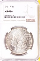 Coin 1881-S Morgan Silver Dollar NGC MS65+