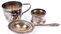 Vintage Silver Napkin Ring, Teacup & Spoon