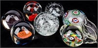 Lot of Vintage Glass Paperweights Signed