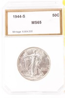 Coin 1944-S Walking Liberty Half Dollar PCI MS65