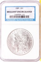 Coin 1889  Morgan Silver Dollar NGC B.U.