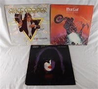 Lot Of 3 Rock Records Album Kiss Meat Loaf Cooper