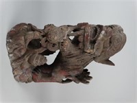 Large Polychrome Carved Wooden Mythical Beast