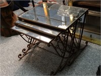 Metal & Mirrored Glass Top Nesting Tables