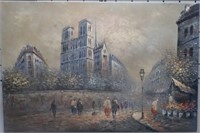 Oil on Canvas Painting - Paris Street Scene